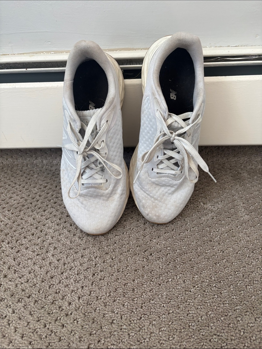 New Balance All-White Mesh Athletic Sneakers